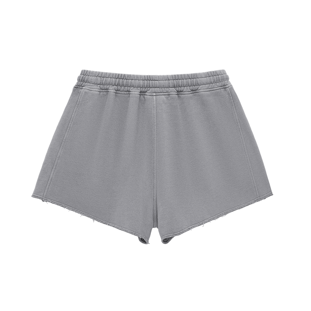 OVERTHINK Washed Raw Edge Drawstring Shorts