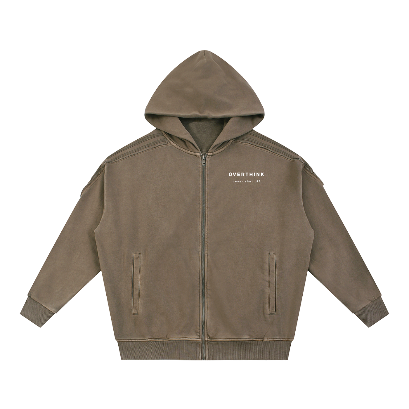 OVERTHINK Tape Raw Edge Zip Hoodie