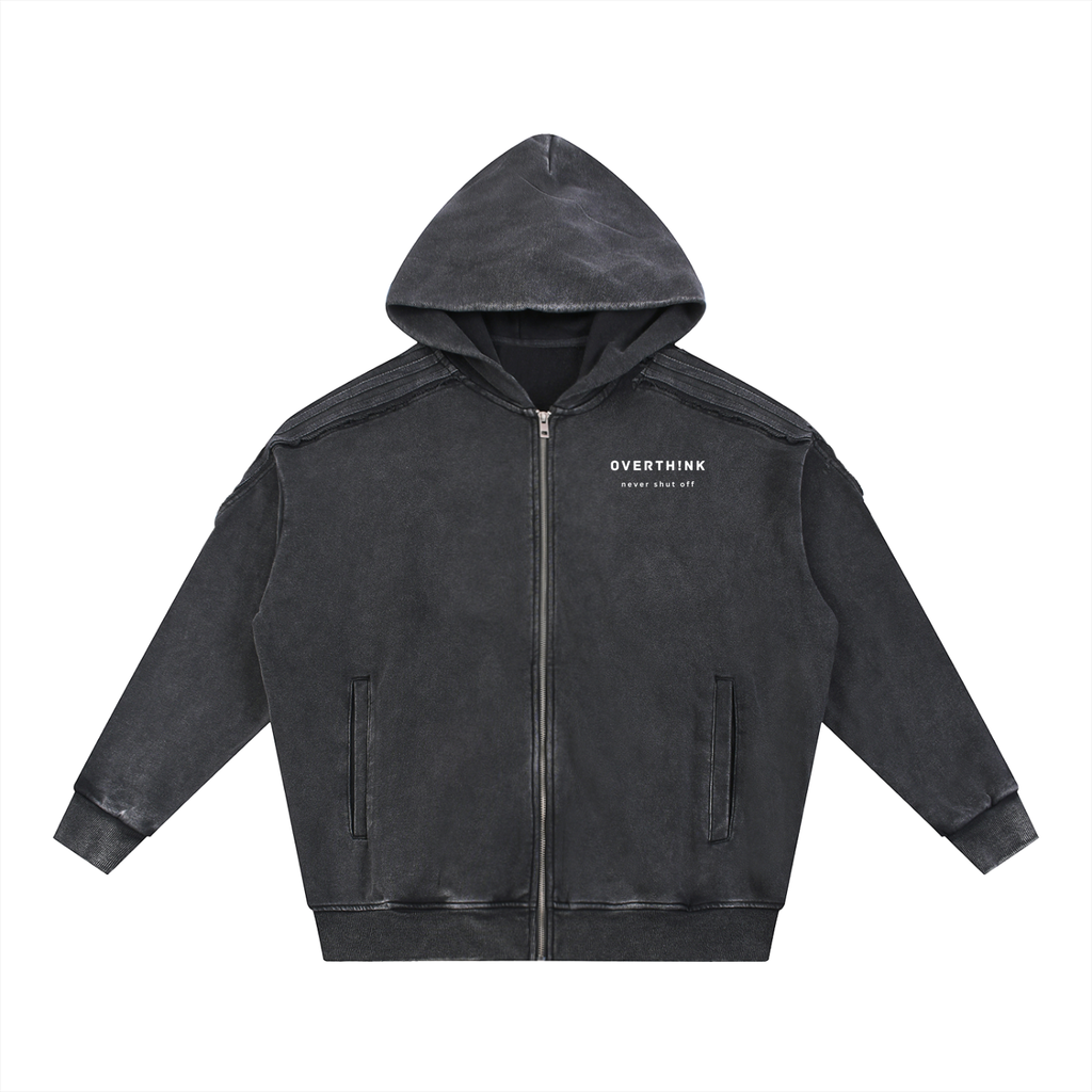 OVERTHINK Tape Raw Edge Zip Hoodie