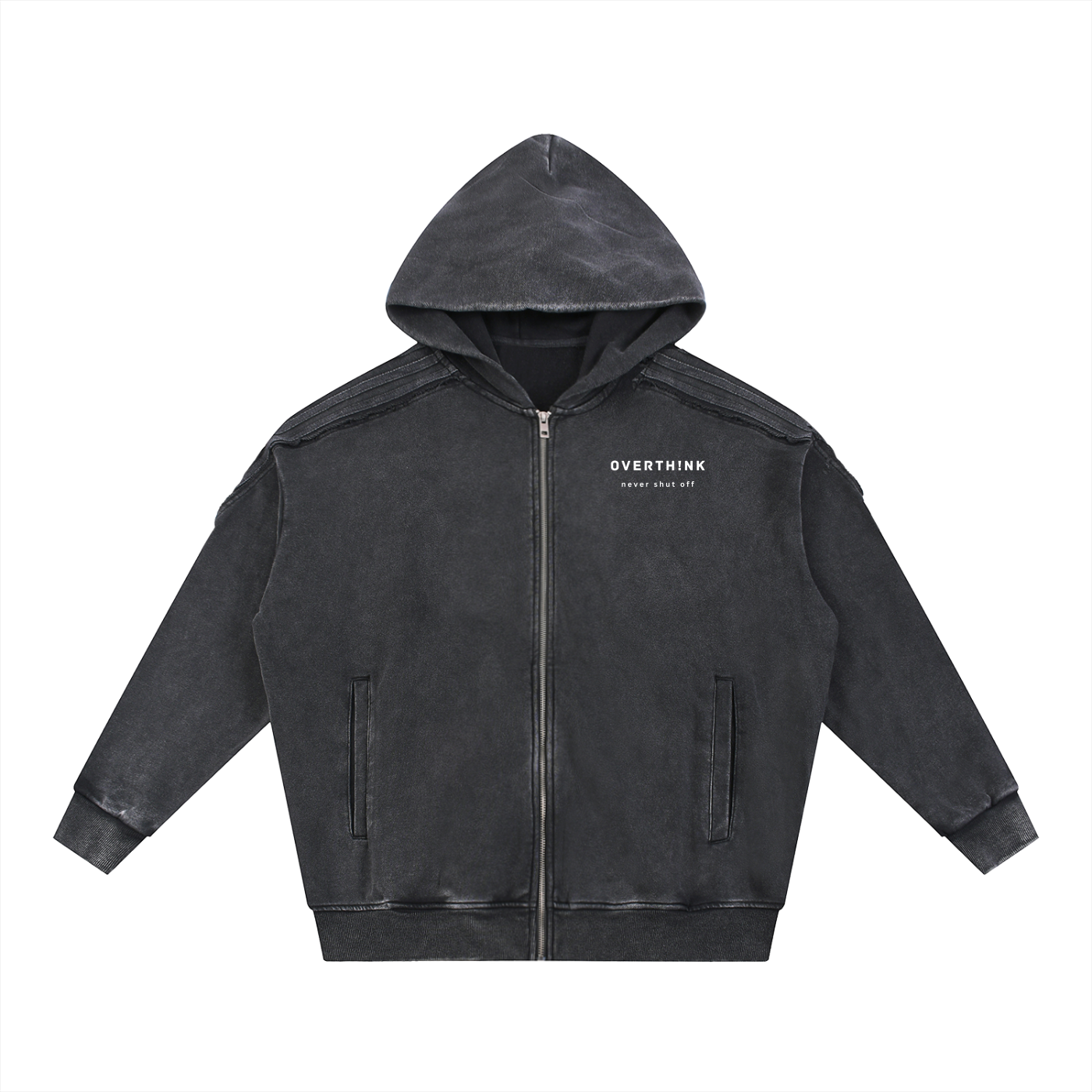 OVERTHINK Tape Raw Edge Zip Hoodie