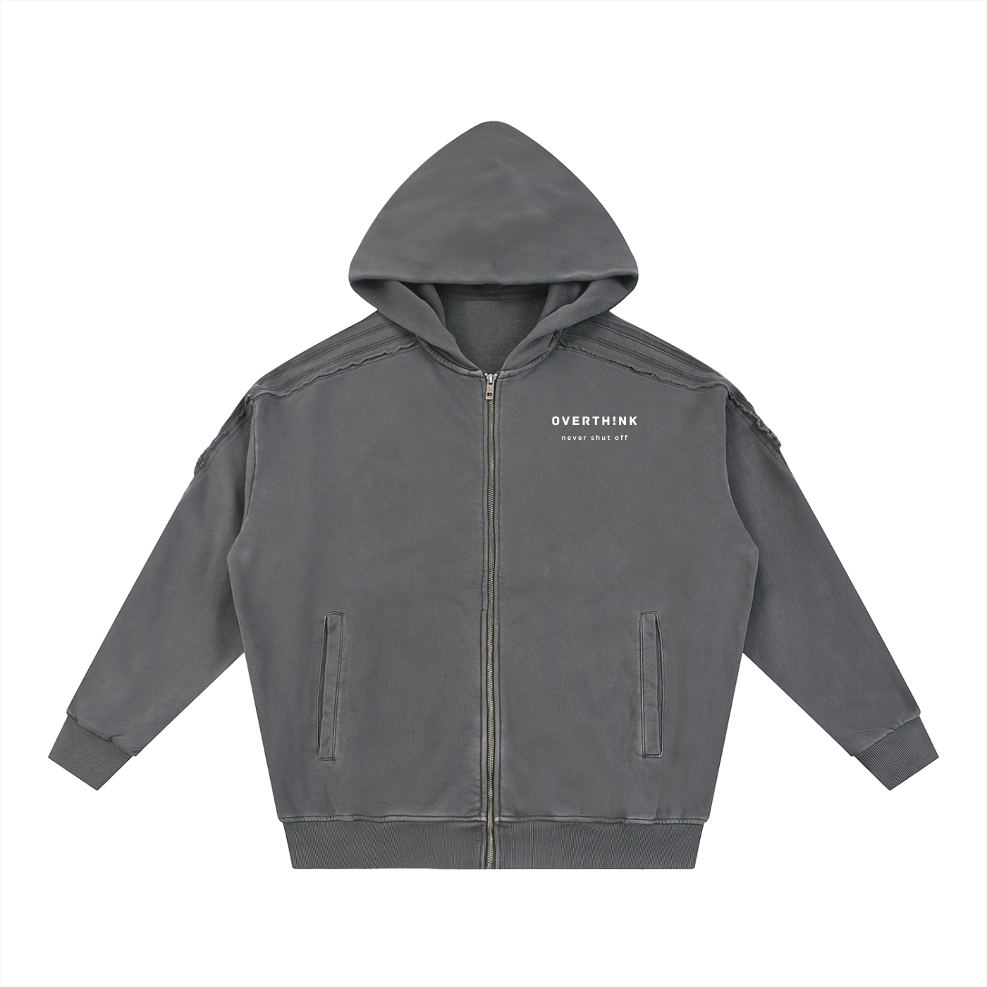 OVERTHINK Tape Raw Edge Zip Hoodie