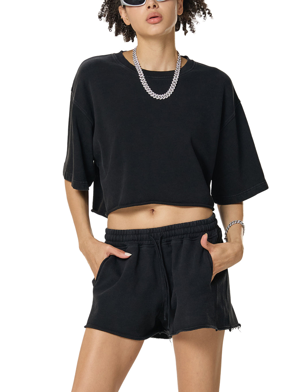 OVERTHINK Raw Edge Crop Top