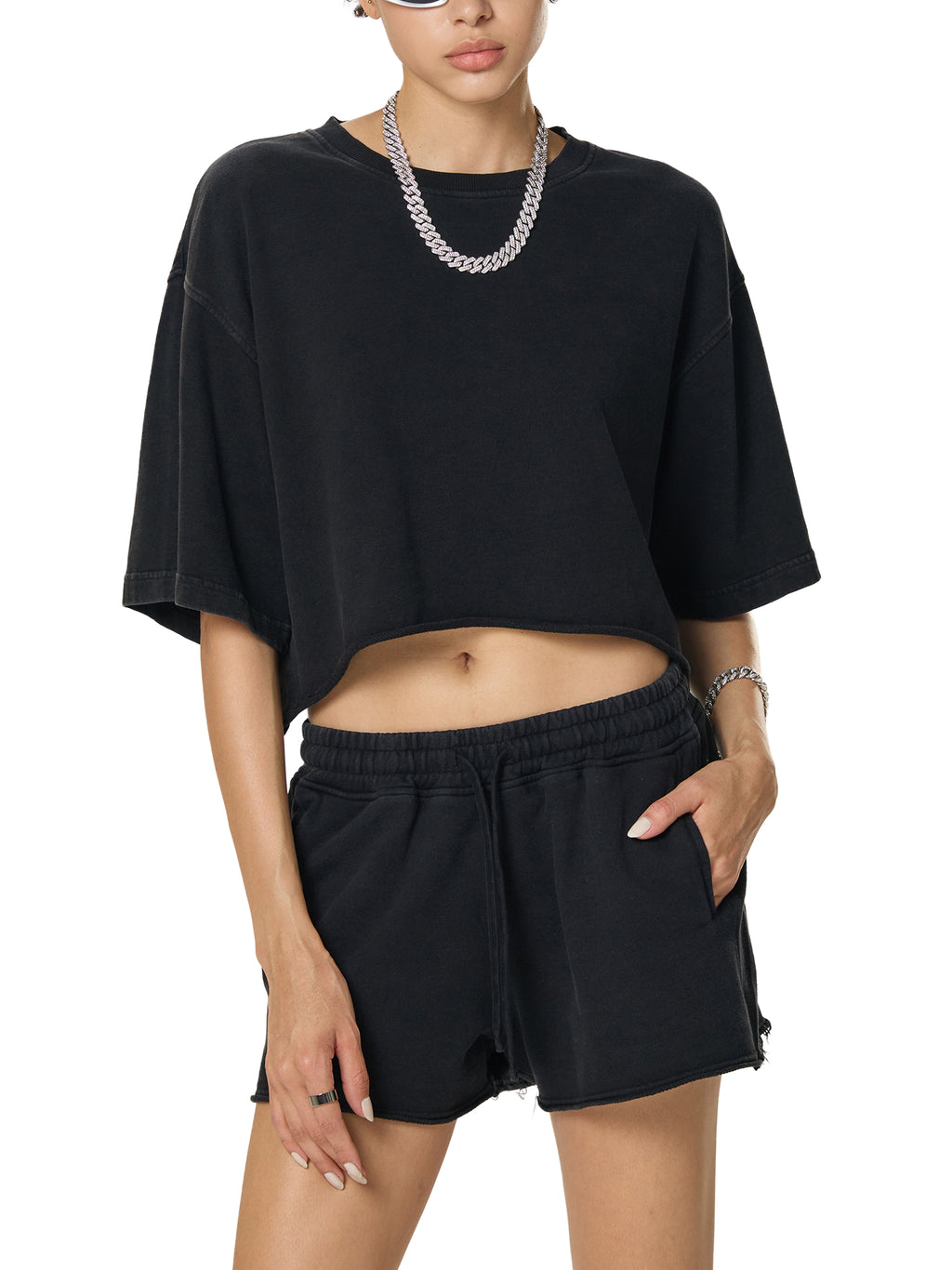OVERTHINK Raw Edge Crop Top