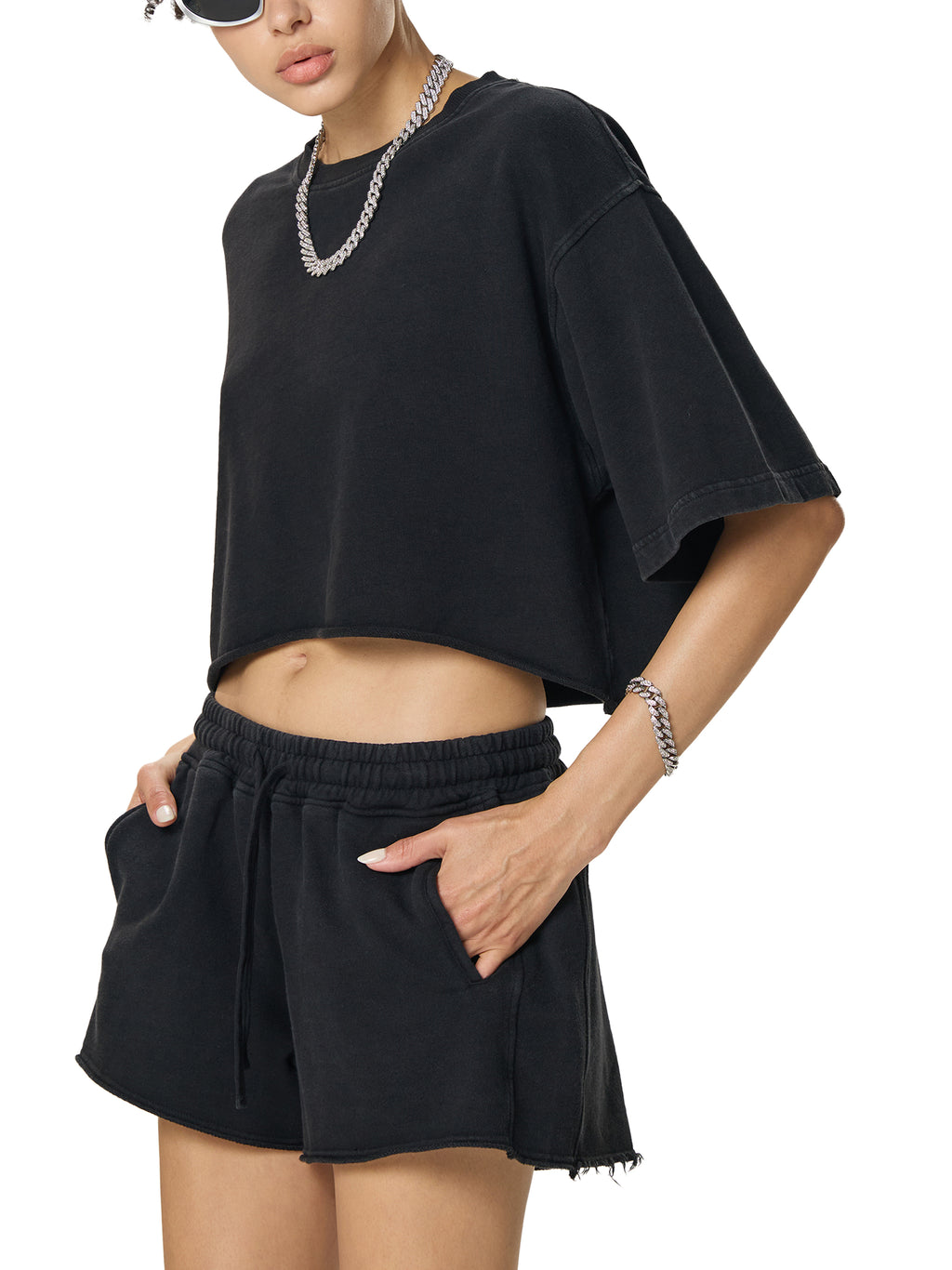 OVERTHINK Raw Edge Crop Top