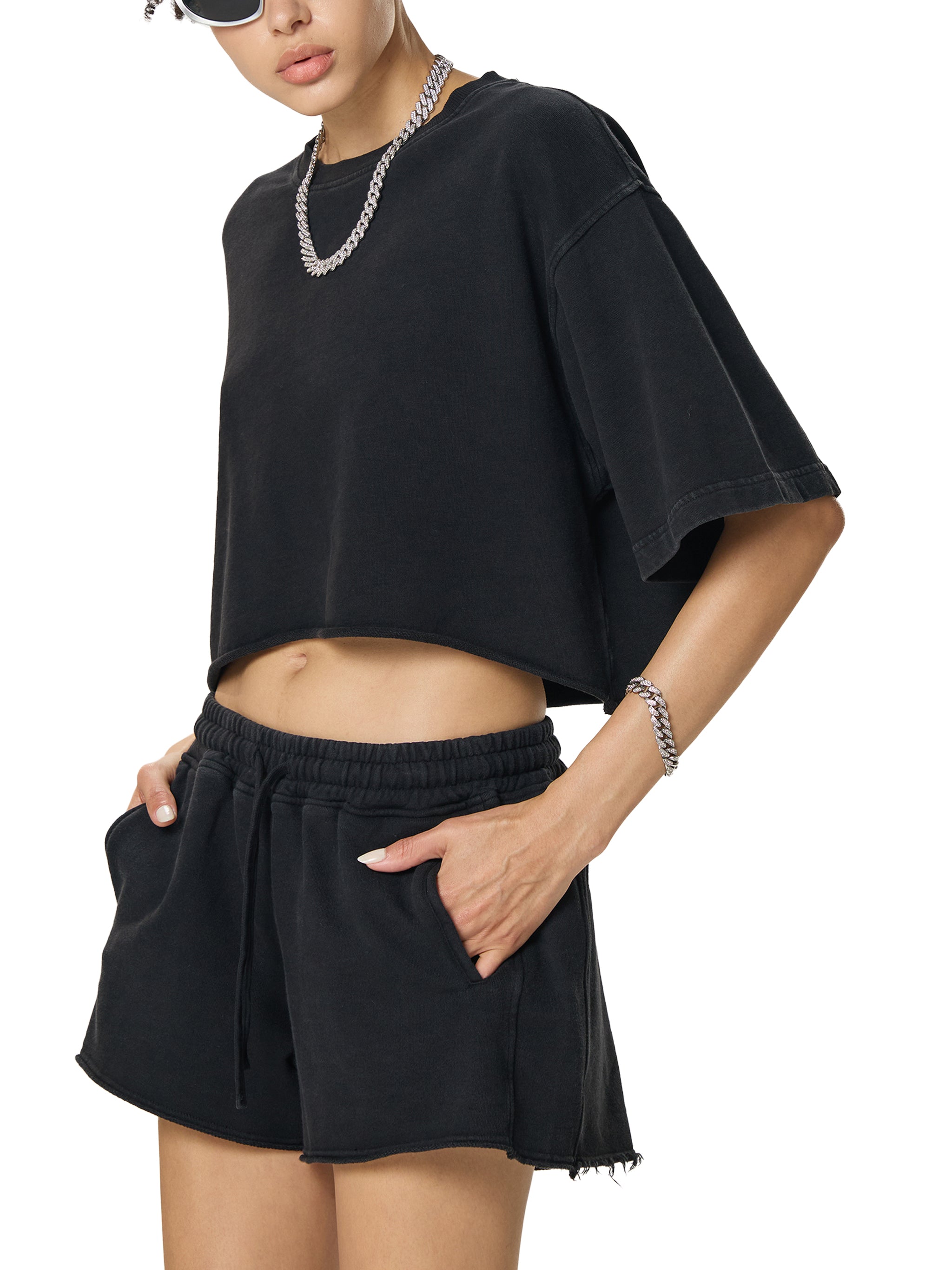 OVERTHINK Raw Edge Crop Top