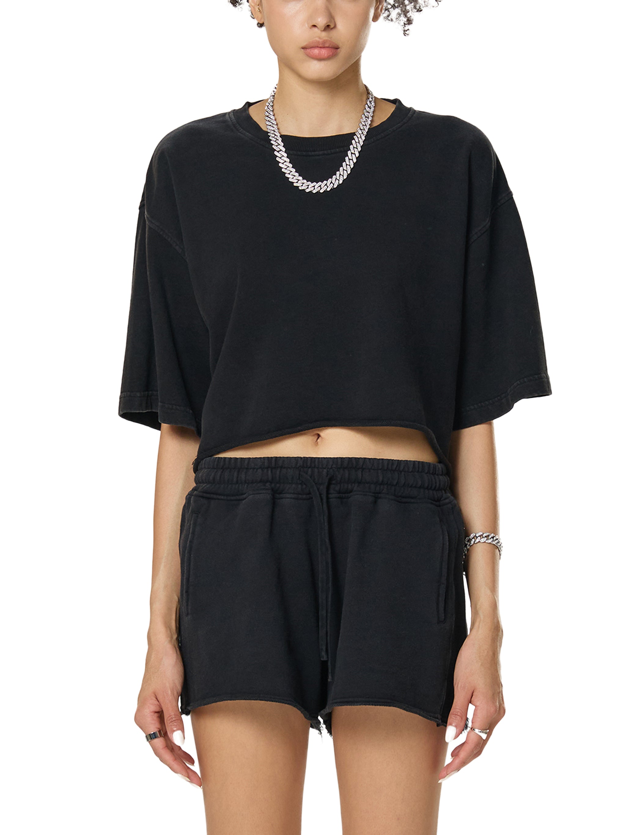 OVERTHINK Raw Edge Crop Top