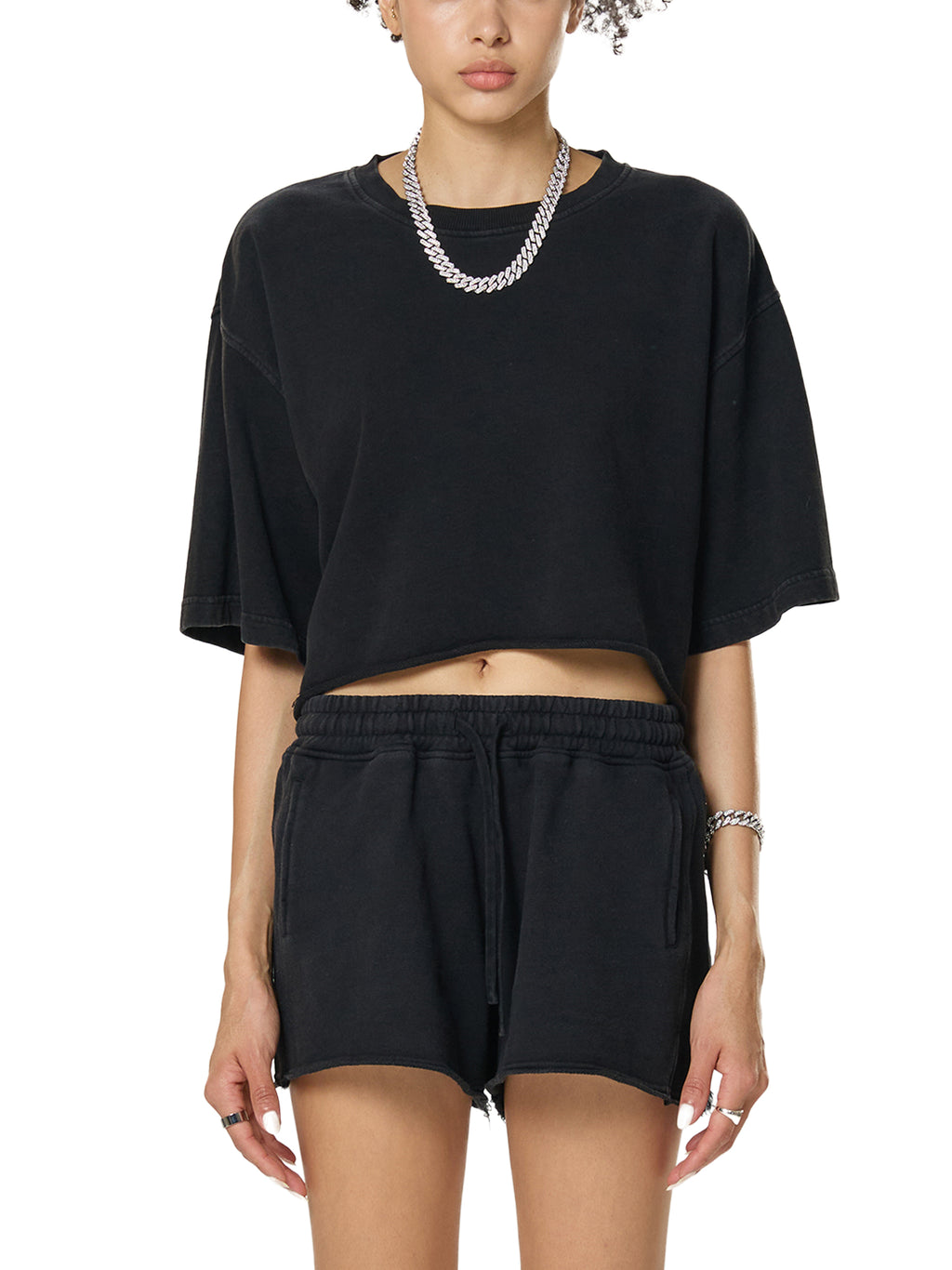 OVERTHINK Raw Edge Crop Top