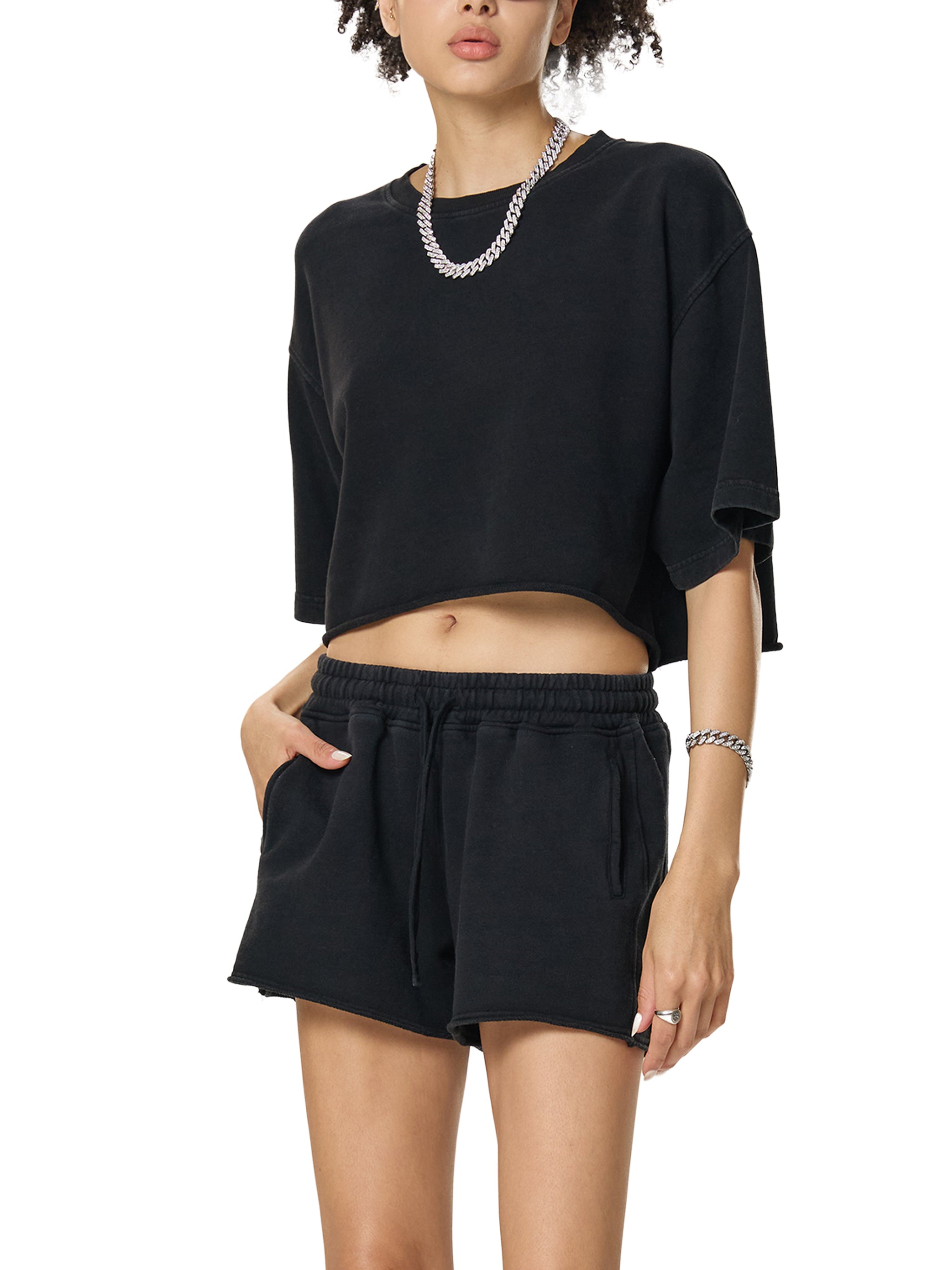 OVERTHINK Raw Edge Crop Top